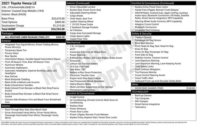Used 2021 Toyota Venza LE image 30