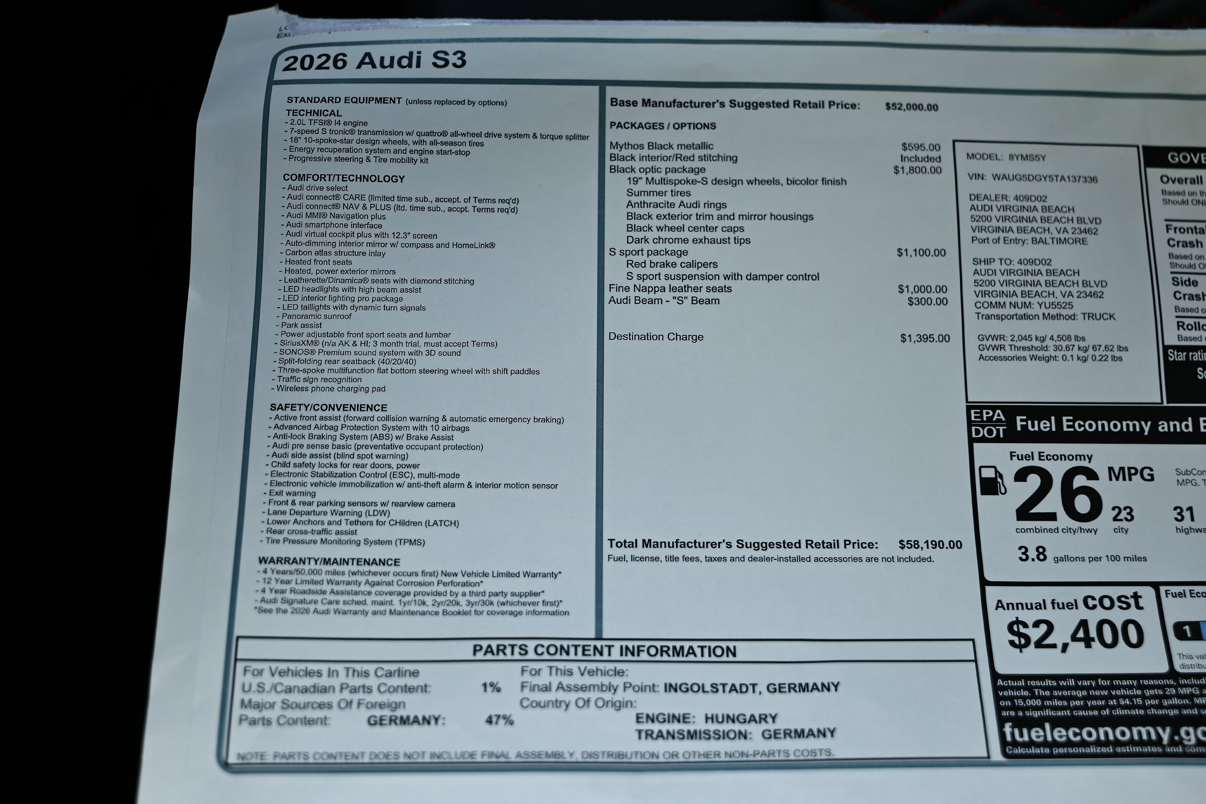 New 2026 Audi S3 Premium AWD/4WD image 26