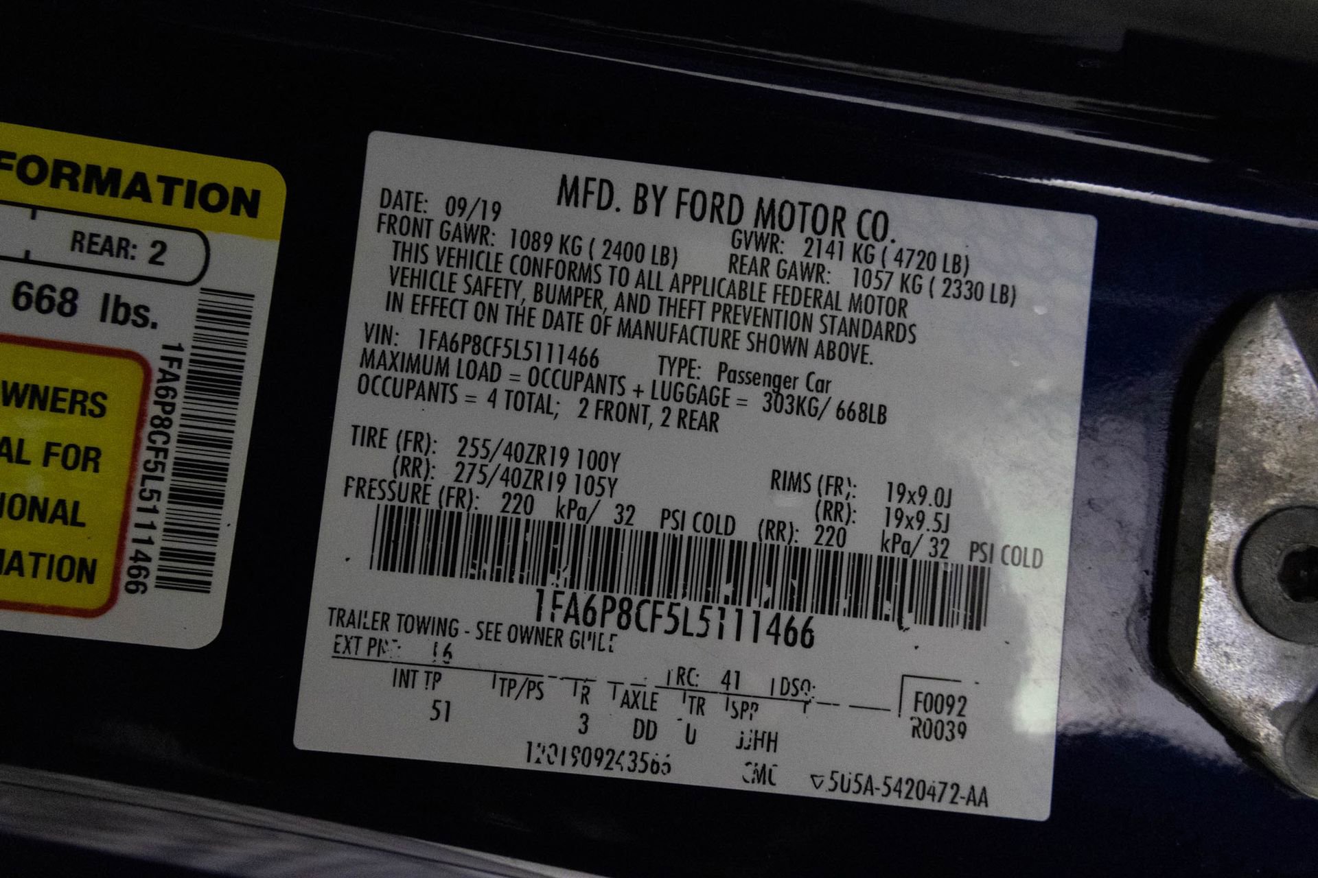 Used 2020 Ford Mustang GT Premium w/ GT Performance Package image 45