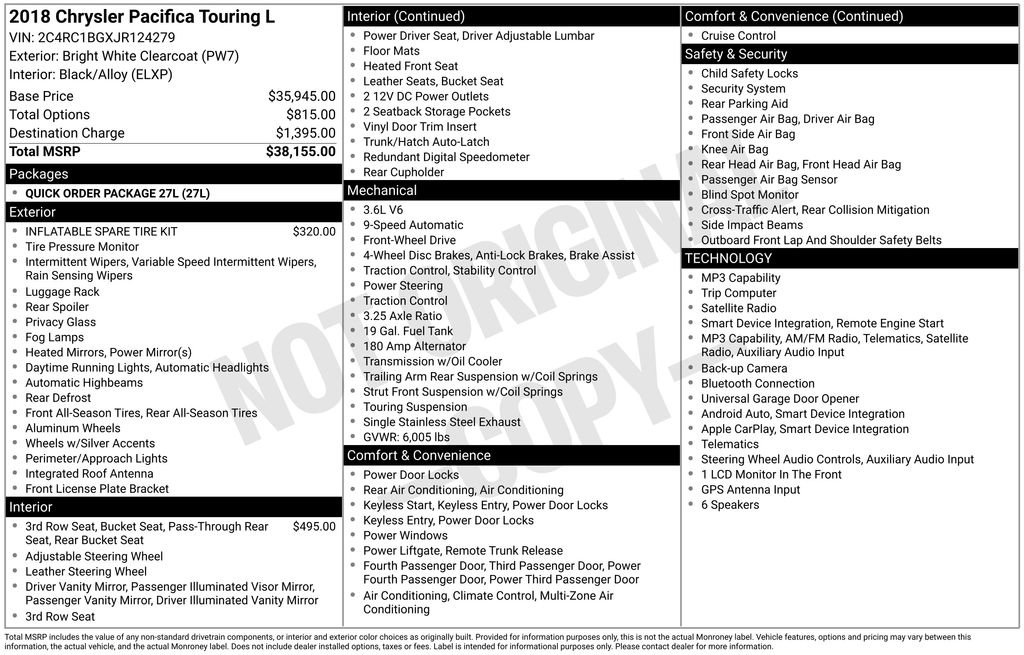 Used 2018 Chrysler Pacifica Touring-L FWD image 6