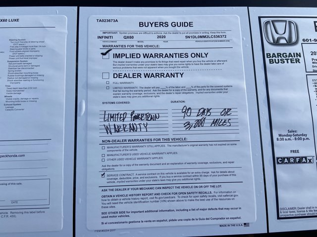 Used 2020 INFINITI QX60 Luxe w/ Essential Package AWD/4WD image 3