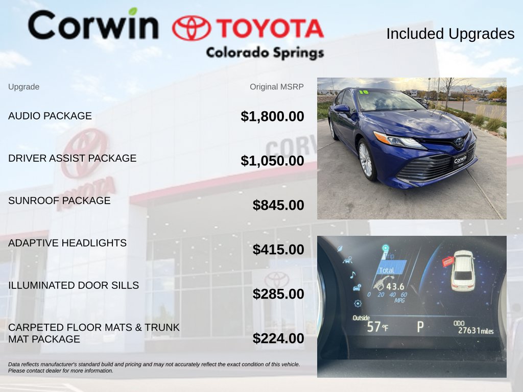 Used 2018 Toyota Camry XLE w/ Audio Package FWD image 4