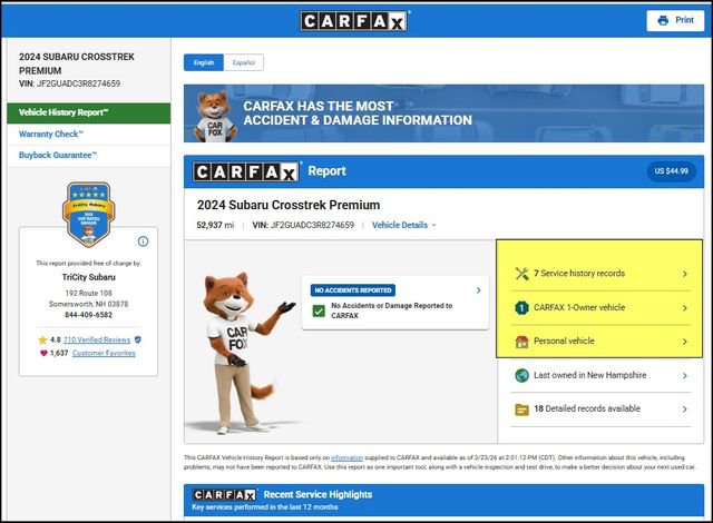 Used 2024 Subaru Crosstrek 2.0i Premium image 12