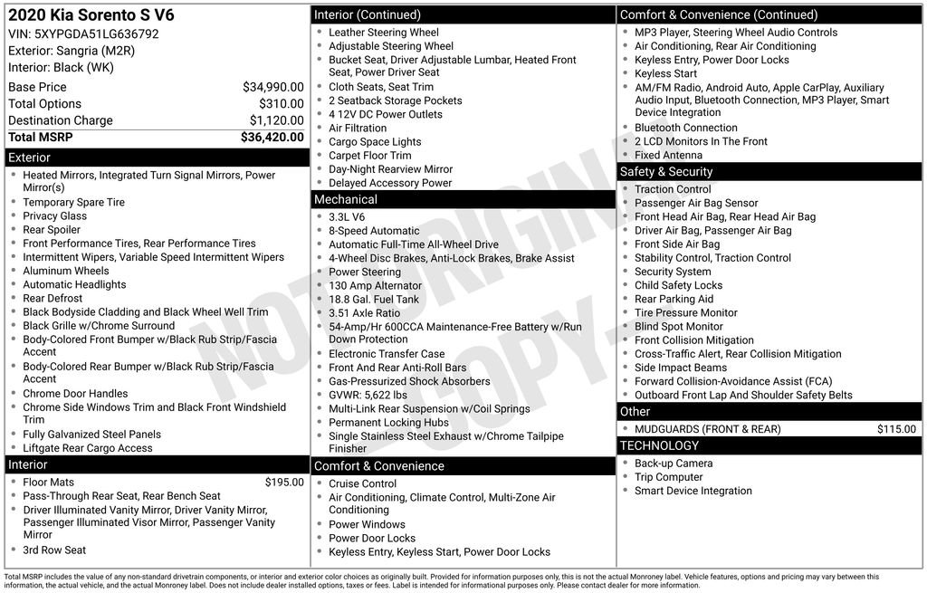 Used 2020 Kia Sorento S image 28