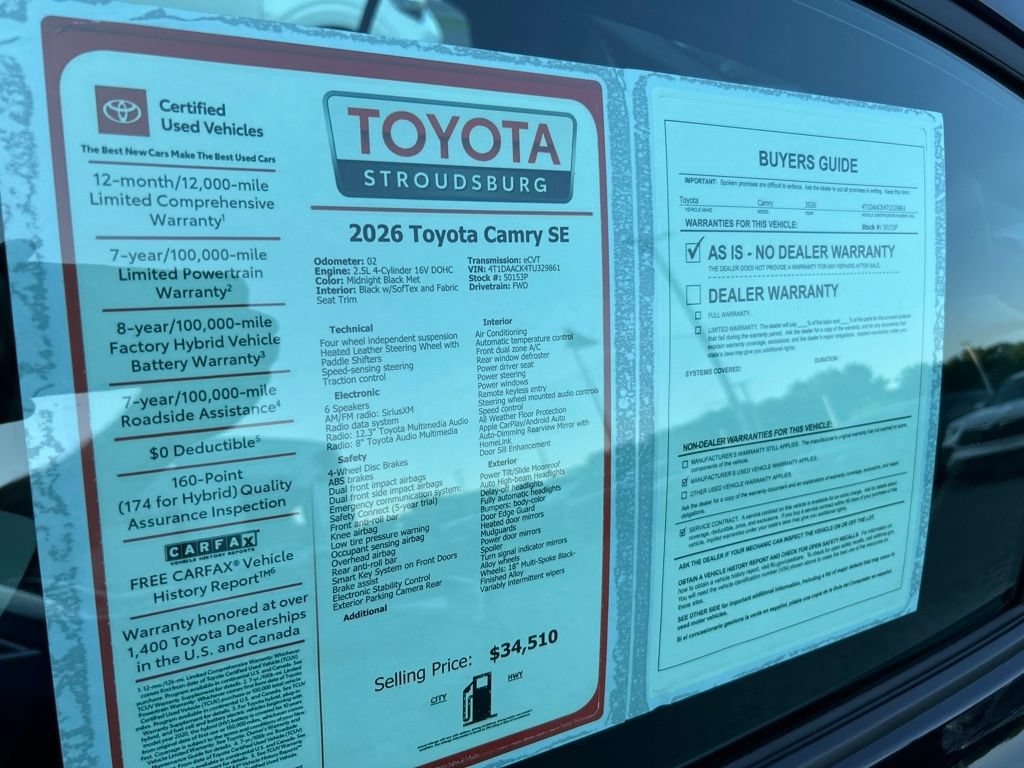 Certified 2026 Toyota Camry SE w/ Multimedia Upgrade Package FWD image 30