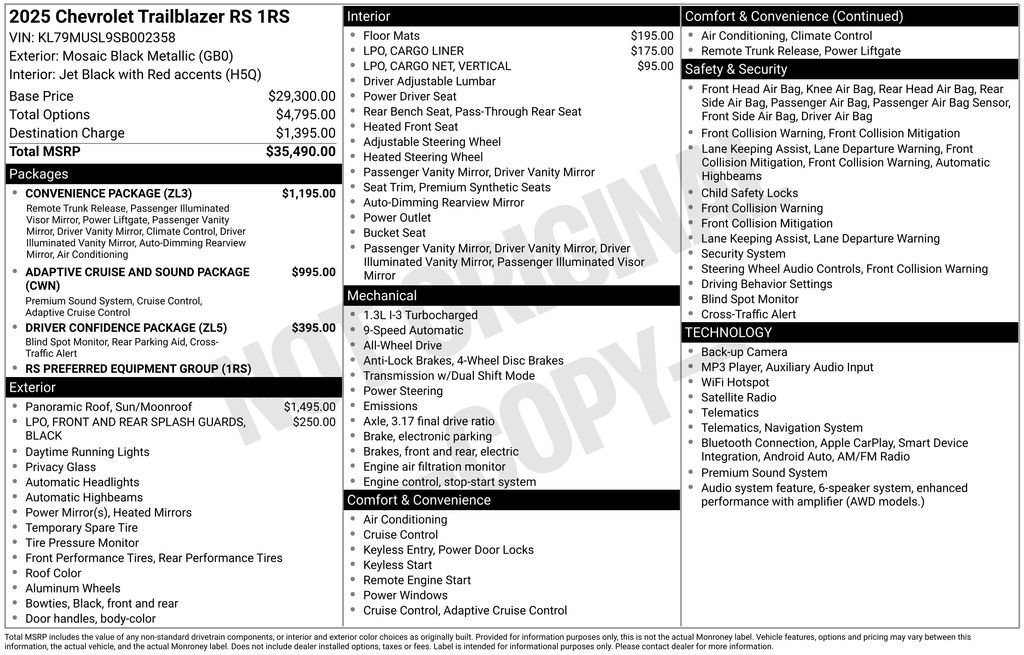 Used 2025 Chevrolet TrailBlazer RS w/ Convenience Package AWD/4WD image 7