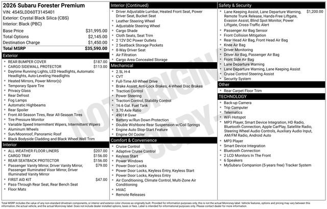 New 2026 Subaru Forester Premium AWD/4WD image 2