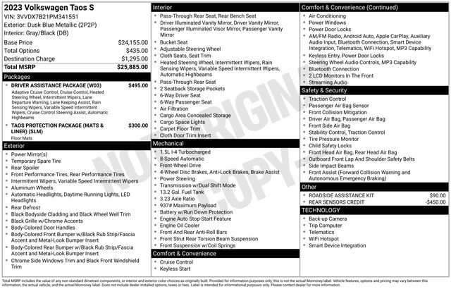 Used 2023 Volkswagen Taos S w/ Driver Assistance Package image 24