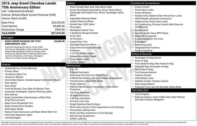 Used 2016 Jeep Grand Cherokee Laredo 75th Anniversary image 6