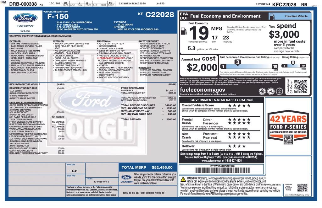 Used 2019 Ford F150 XLT w/ Equipment Group 302A Luxury AWD/4WD image 11