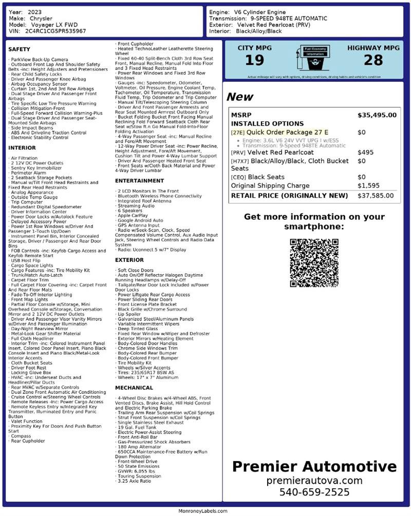 Used 2023 Chrysler Voyager LX image 2