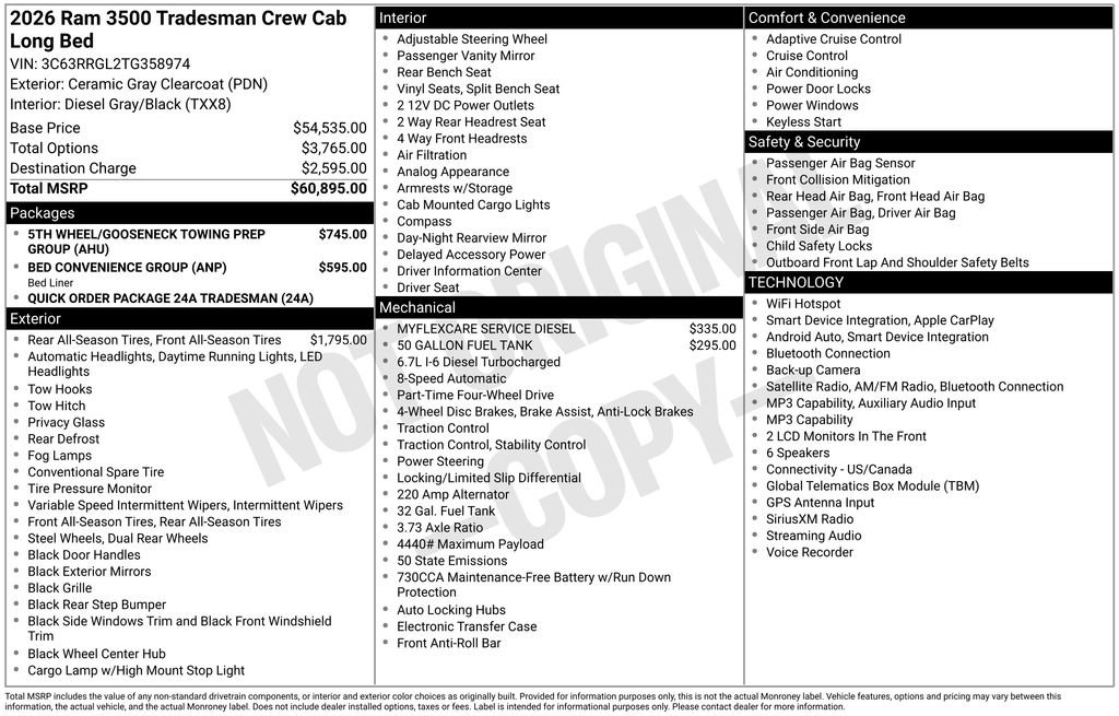New 2026 RAM 3500 Tradesman AWD/4WD image 5