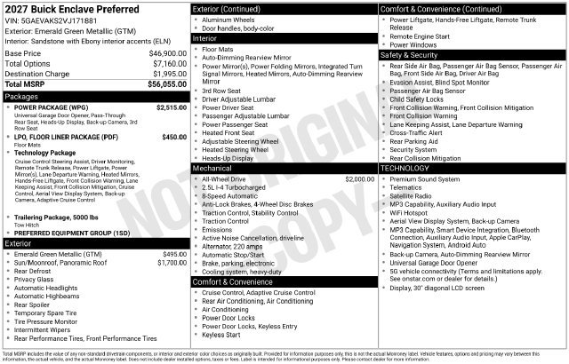 New 2027 Buick Enclave Preferred w/ Power Package AWD/4WD image 3