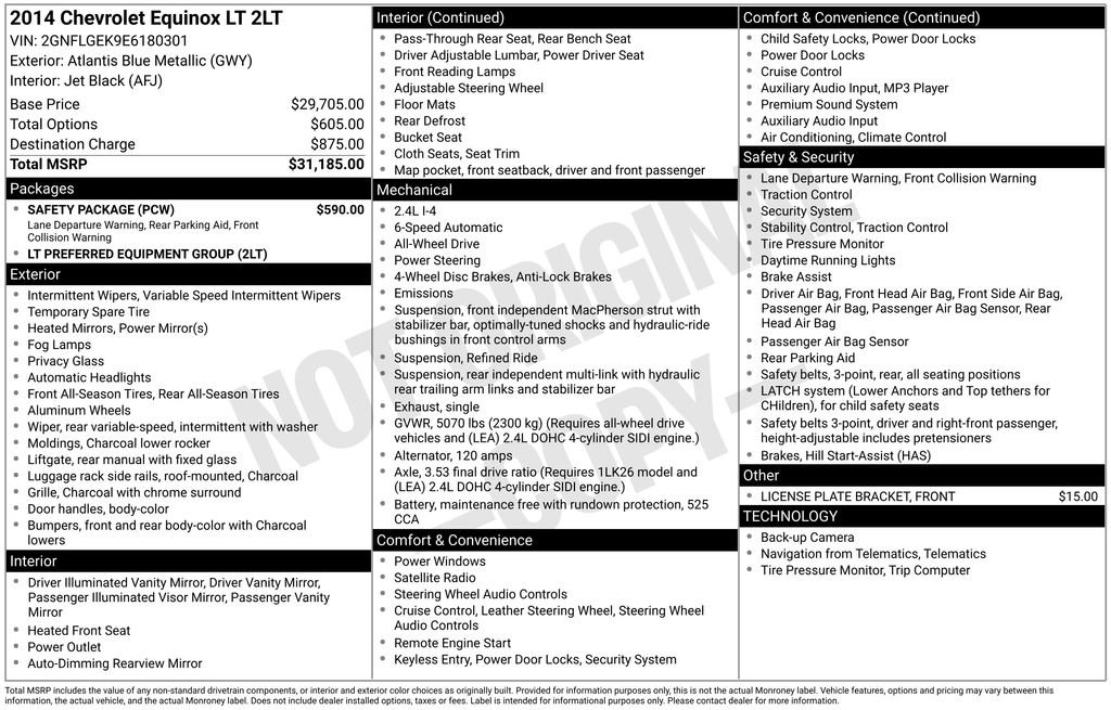 Used 2014 Chevrolet Equinox LT w/ Safety Package image 9