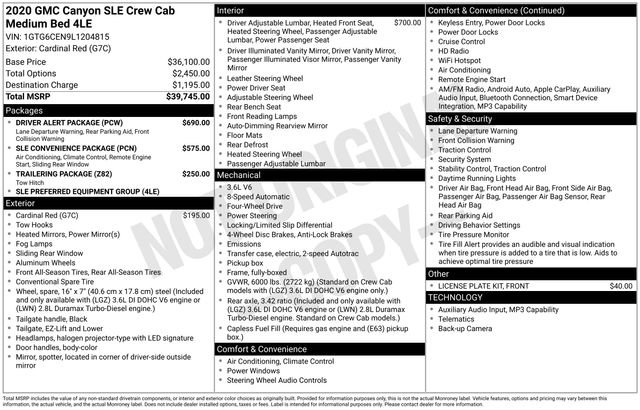 Used 2020 GMC Canyon SLE w/ Driver Alert Package AWD/4WD image 35