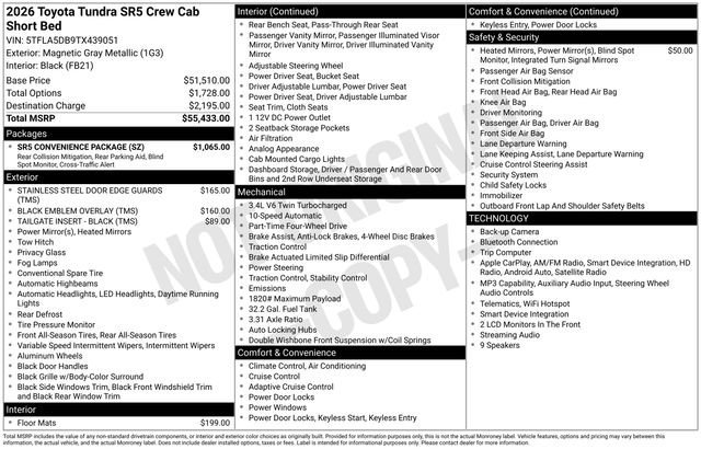 New 2026 Toyota Tundra SR5 w/ SR5 Convenience Package AWD/4WD image 32