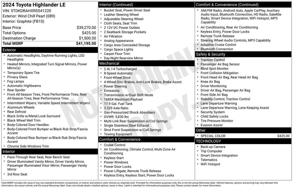 Certified 2024 Toyota Highlander LE FWD image 6