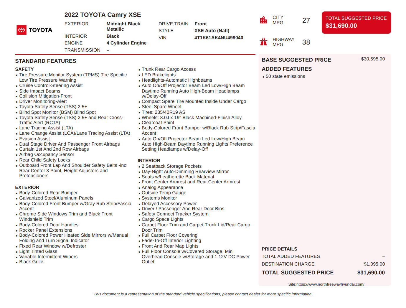 Used 2022 Toyota Camry XSE FWD image 3