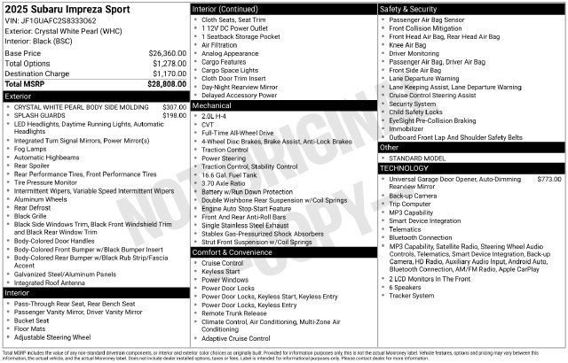 Certified 2025 Subaru Impreza 2.0i Sport AWD/4WD image 31