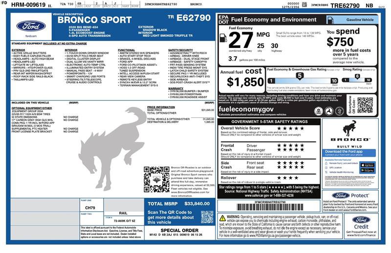 Used 2026 Ford Bronco Sport Big Bend AWD/4WD image 2