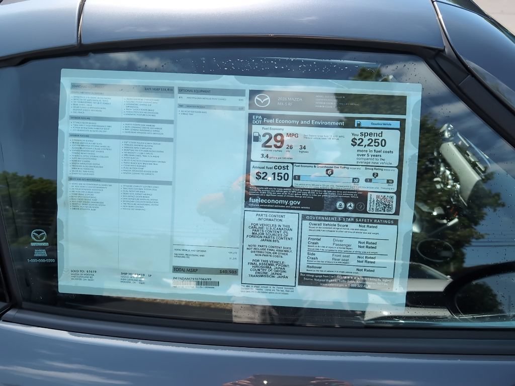 New 2026 MAZDA MX-5 Miata RF Grand Touring w/ Weather Package RWD image 25