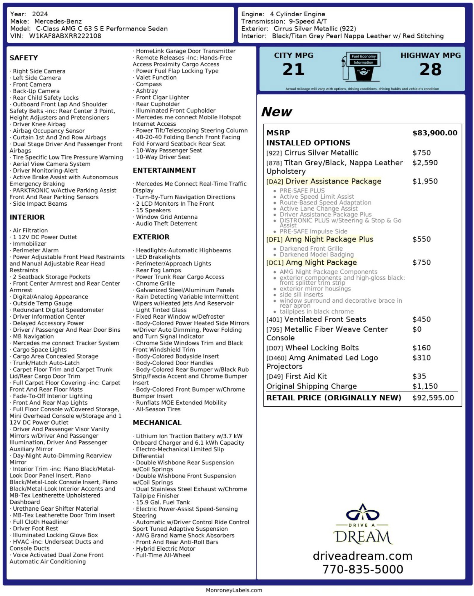 Used 2024 Mercedes-Benz C 36 AMG S image 72