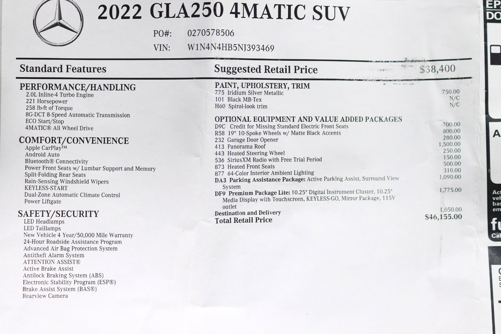 Used 2022 Mercedes-Benz GLA 250 4MATIC w/ Premium Package Lite image 2