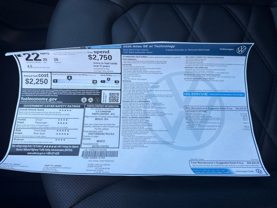 New 2026 Volkswagen Atlas SE image 33