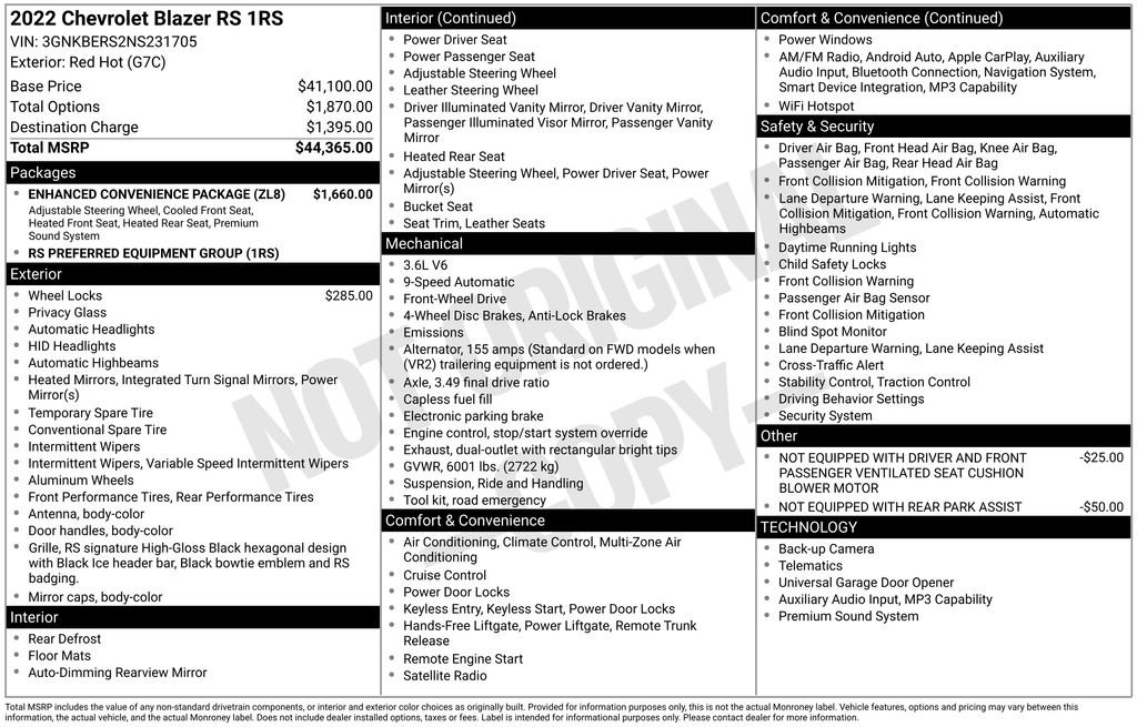 Used 2022 Chevrolet Blazer RS w/ Enhanced Convenience Package FWD image 37