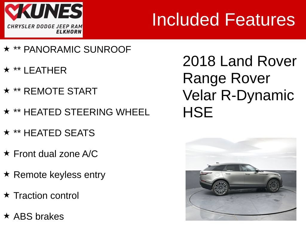 Used 2018 Land Rover Range Rover Velar R-Dynamic HSE AWD/4WD image 2