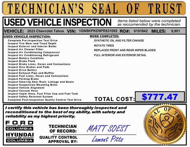 Used 2023 Chevrolet Tahoe Z71 w/ Luxury Package image 2