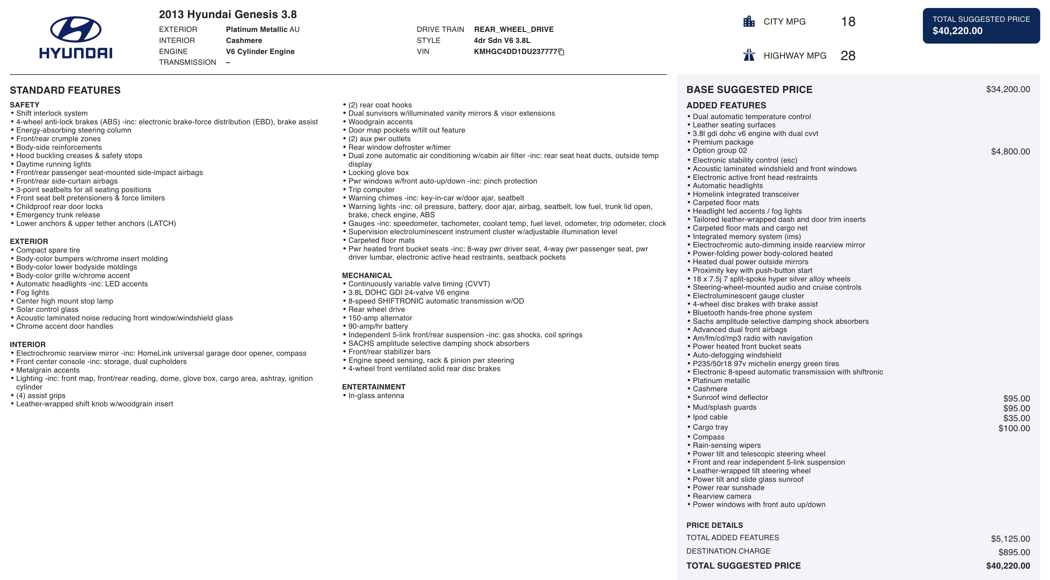 Used 2013 Hyundai Genesis 3.8 w/ Premium Pkg image 5