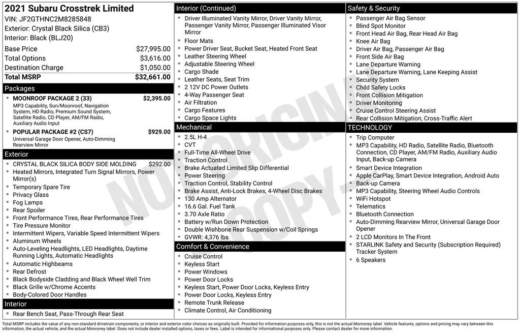 Used 2021 Subaru Crosstrek 2.5i Limited w/ Moonroof Package 2 AWD/4WD image 2