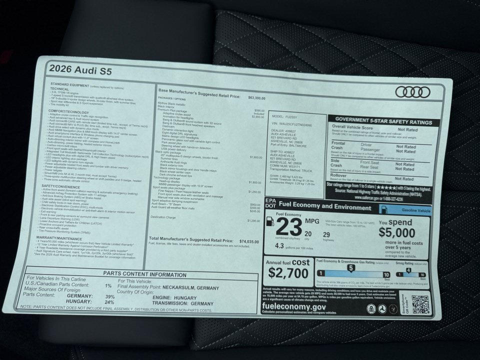 New 2026 Audi S5 Premium Plus AWD/4WD image 33