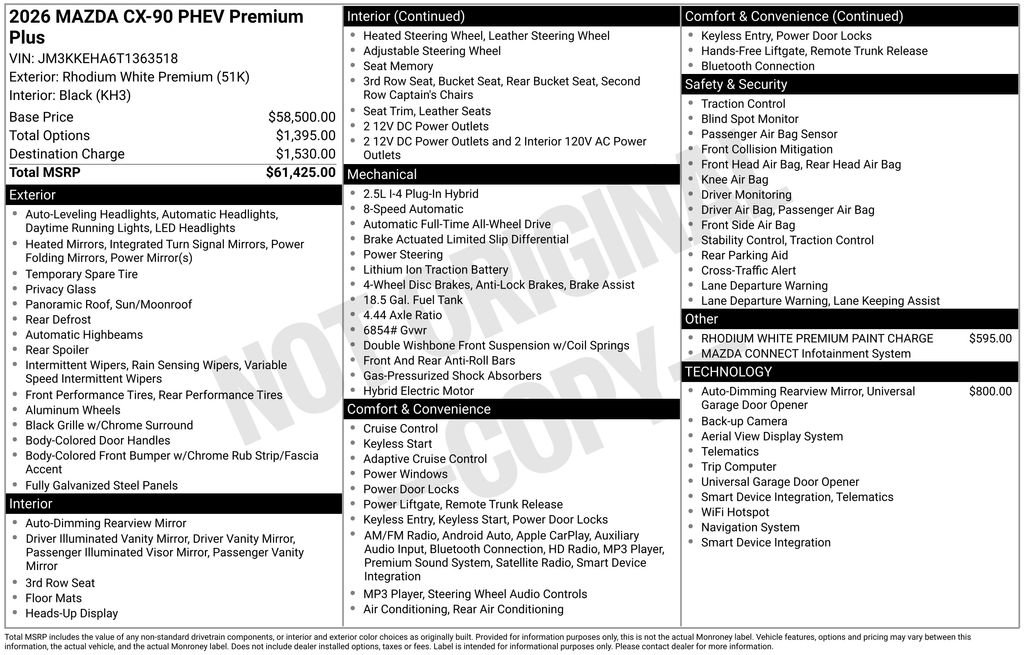 New 2026 MAZDA CX-90 Plug-In Hybrid w/ Premium Plus image 3