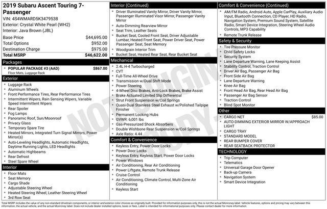 Used 2019 Subaru Ascent Touring w/ Popular Package #3 image 8