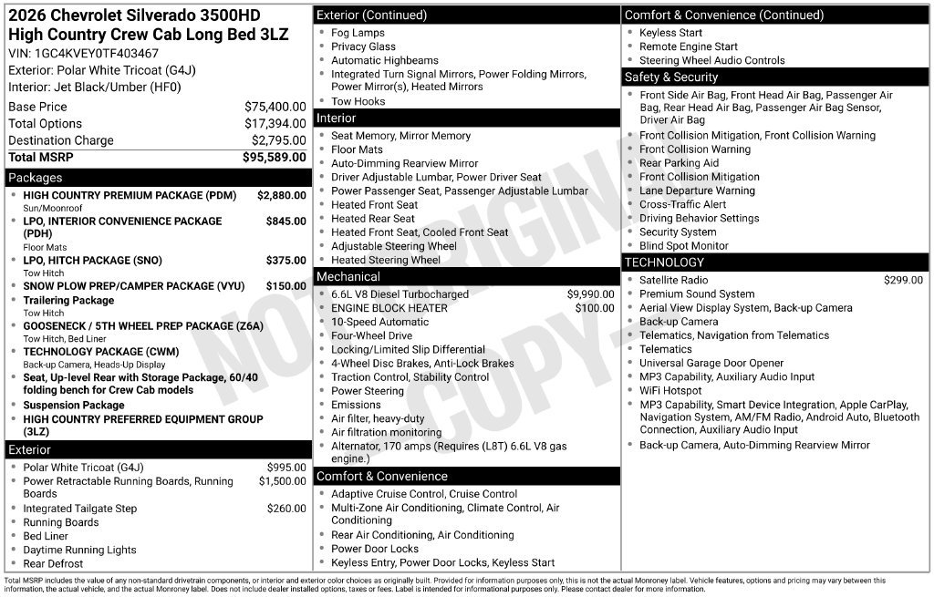 New 2026 Chevrolet Silverado 3500 High Country w/ High Country Premium Package AWD/4WD image 32