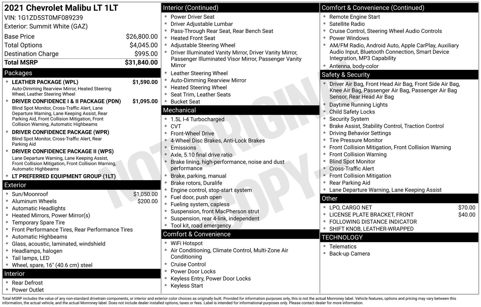 Used 2021 Chevrolet Malibu LT w/ Leather Package image 5