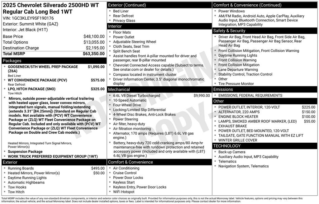 New 2025 Chevrolet Silverado 2500 W/T image 10