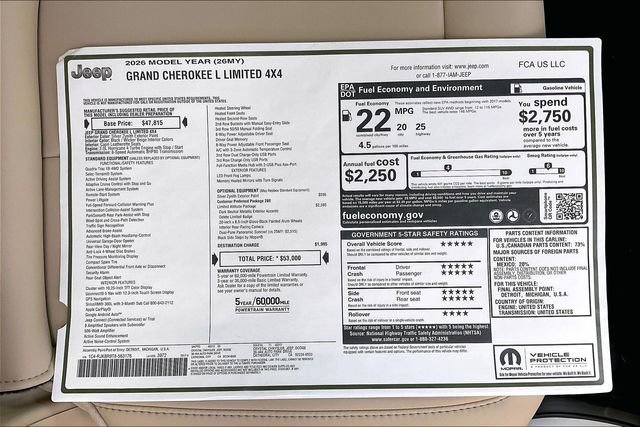 New 2026 Jeep Grand Cherokee L Limited w/ Limited Altitude Package AWD/4WD image 16