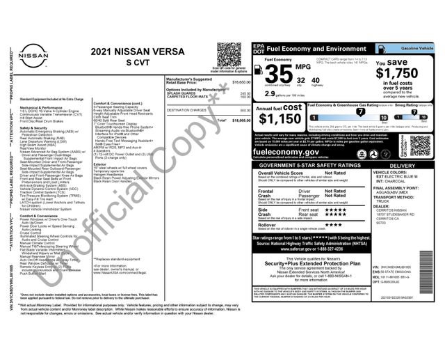Used 2021 Nissan Versa S FWD image 3