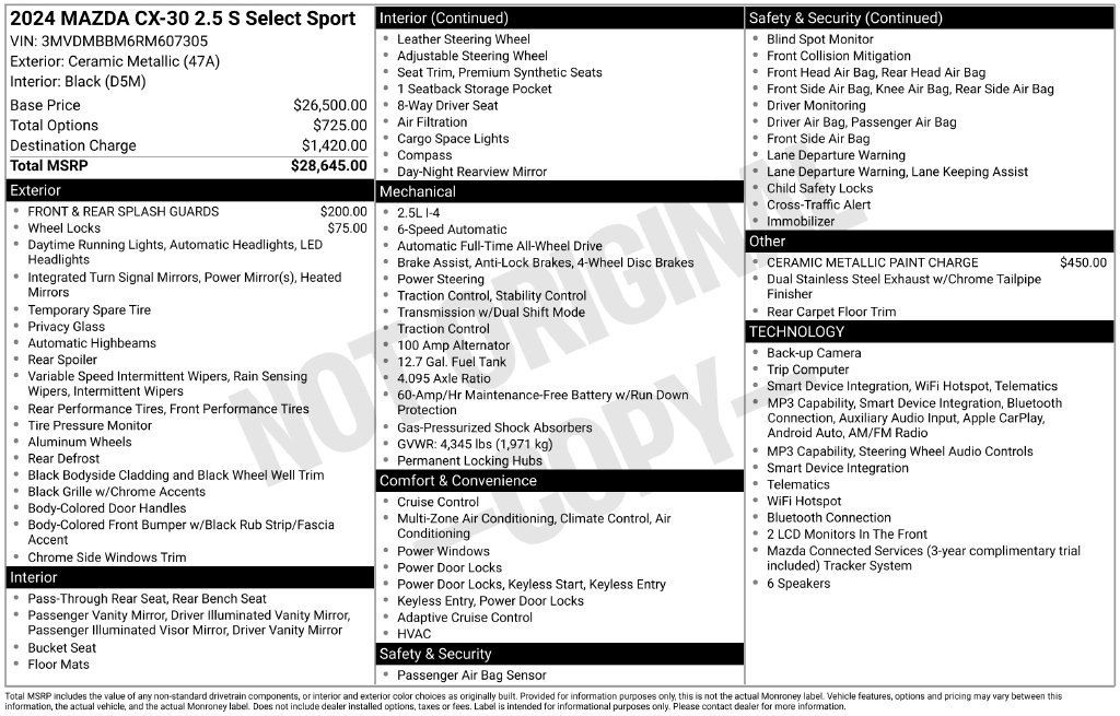 Used 2024 MAZDA CX-30 AWD 2.5 S w/ Select Sport Pkg image 26