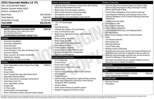 Used 2023 Chevrolet Malibu LS w/ Driver Confidence Package image 6