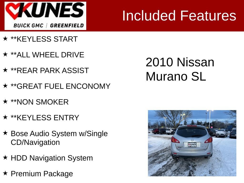 Used 2010 Nissan Murano SL w/ Navigation Pkg image 3