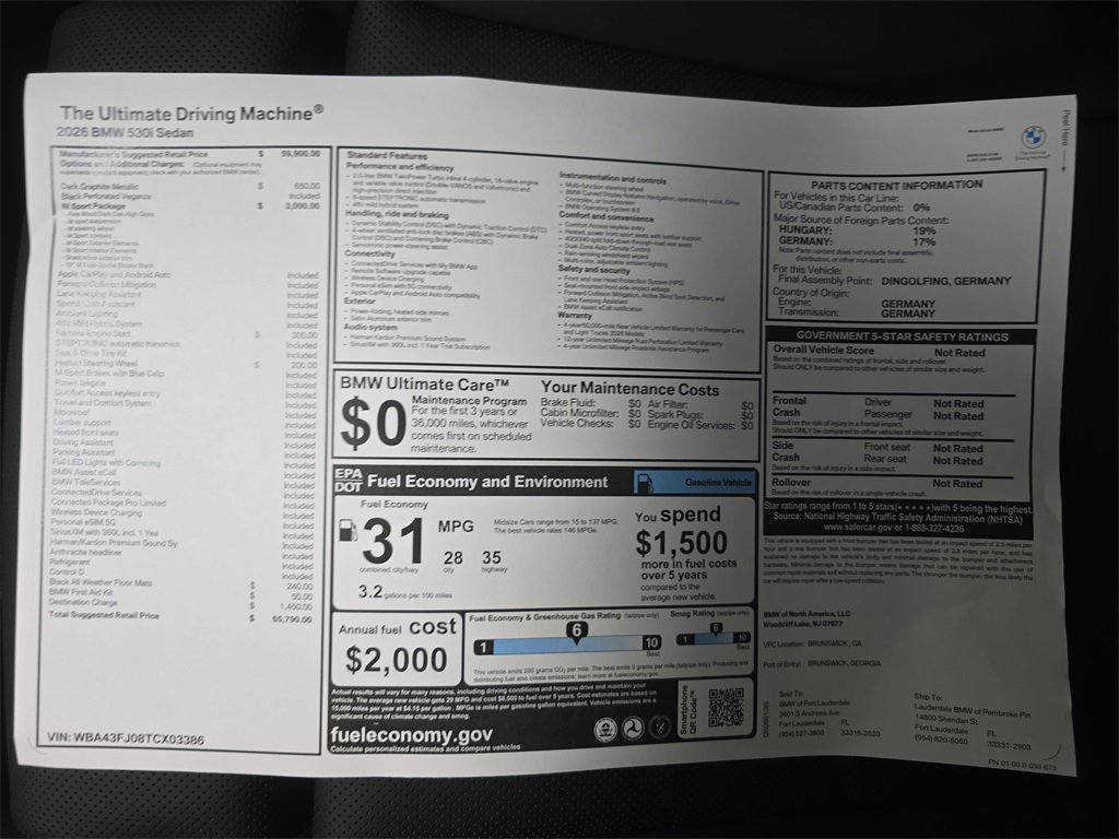 New 2026 BMW 530i w/ M Sport Package image 21