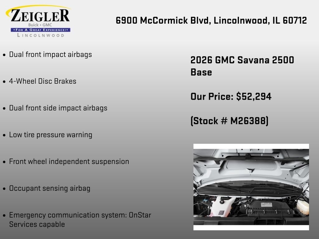New 2026 GMC Savana 2500 Extended w/ Safety Package RWD image 12