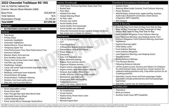Used 2022 Chevrolet TrailBlazer RS FWD image 66