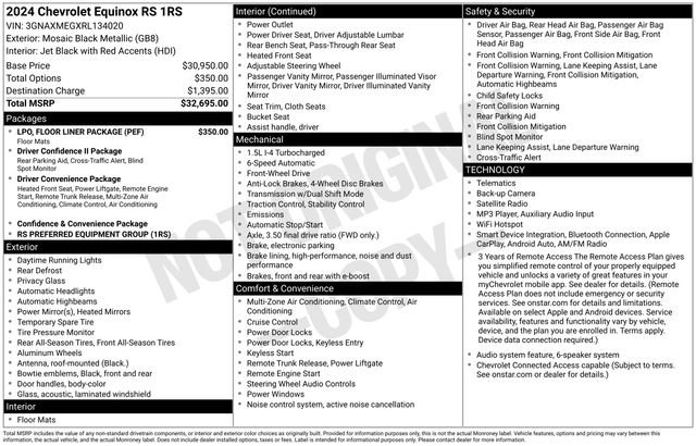 Certified 2024 Chevrolet Equinox RS w/ LPO, Floor Liner Package FWD image 36