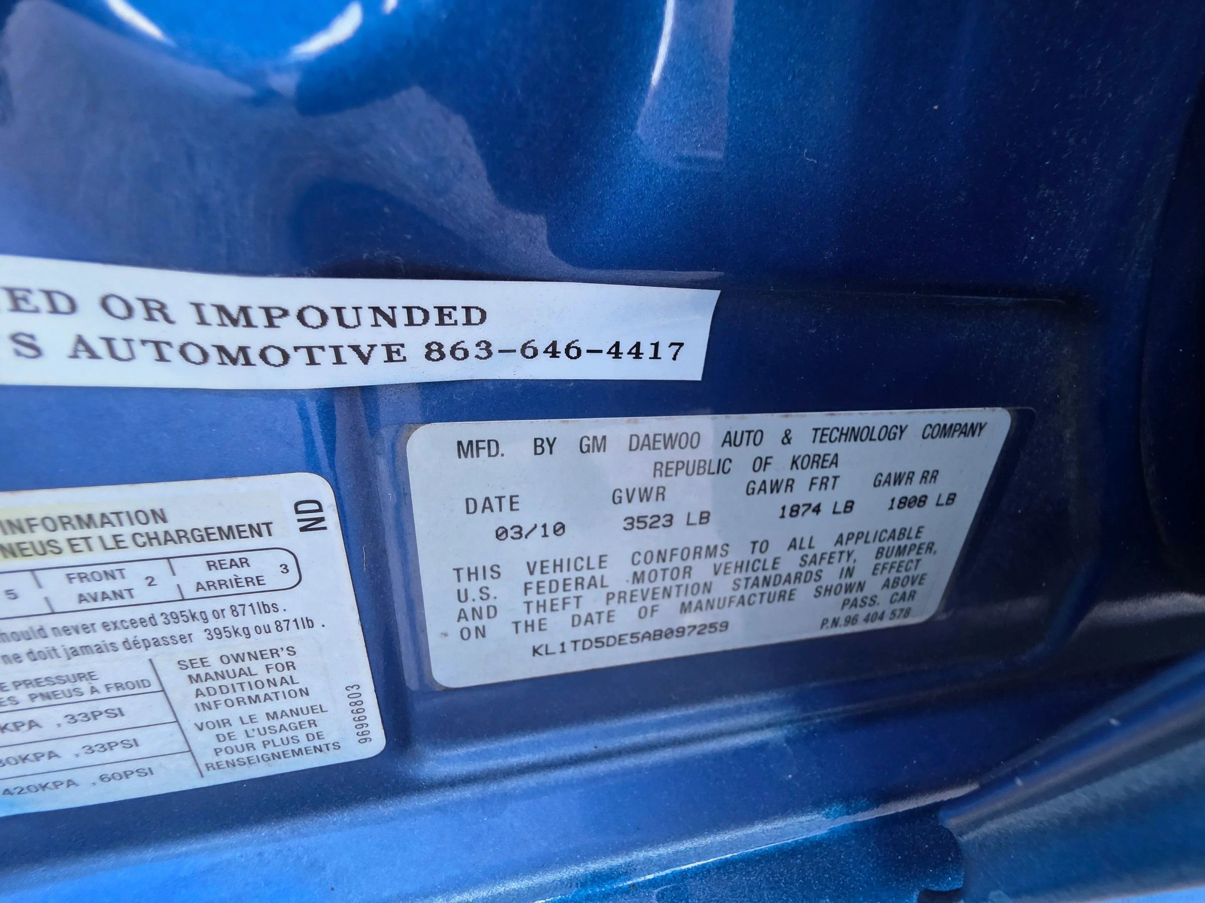 Used 2010 Chevrolet Aveo LT w/ Power and Convenience Package image 23