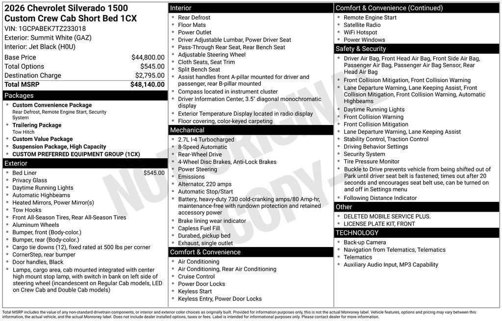 New 2026 Chevrolet Silverado 1500 Custom RWD image 24